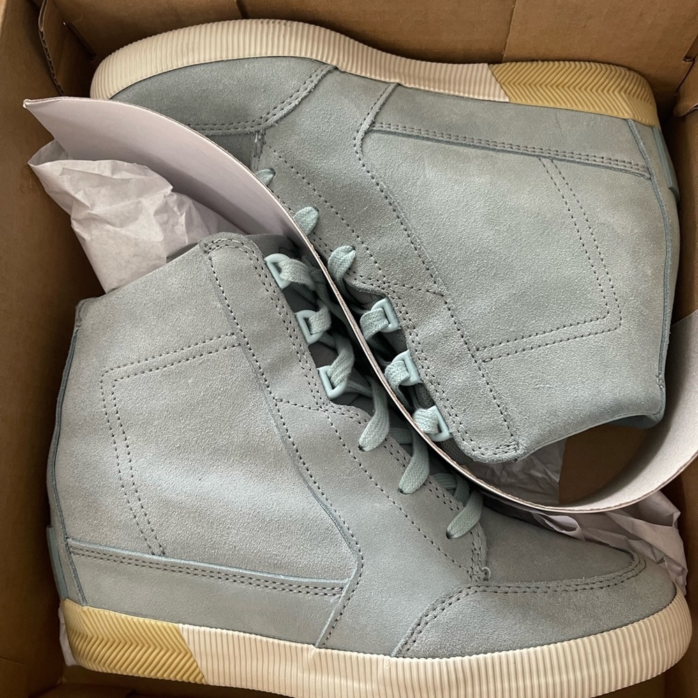 Sorel Gray High-Top Sneakers with Tan Soles